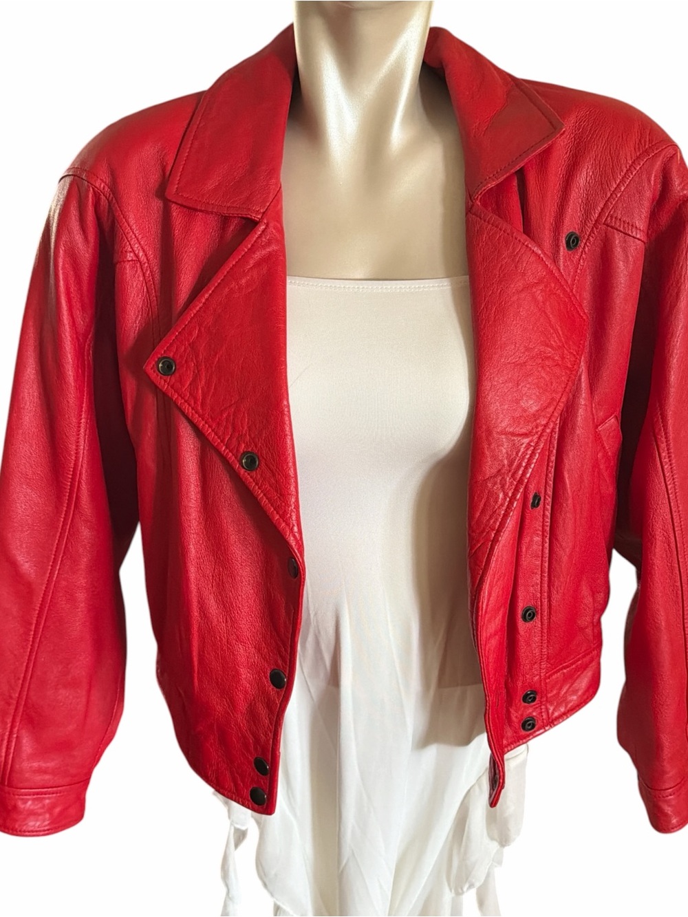 Tannery West Bold Red Leather Moto Jacket